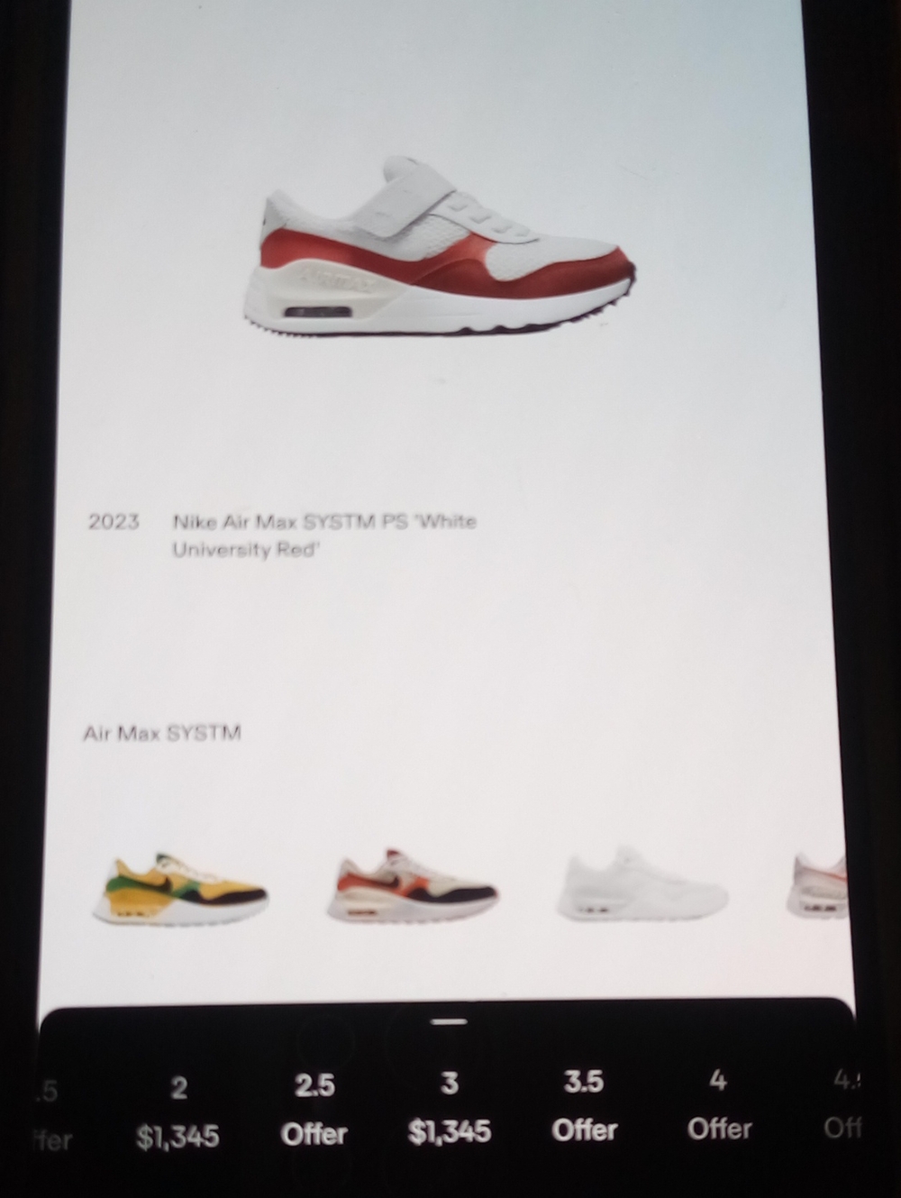 Nike Kids Air Max SYSTM PS - White/Red Size 3y Item 29
